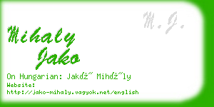 mihaly jako business card